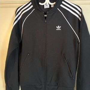 Adidas Kids Black Jacket with White Stripes